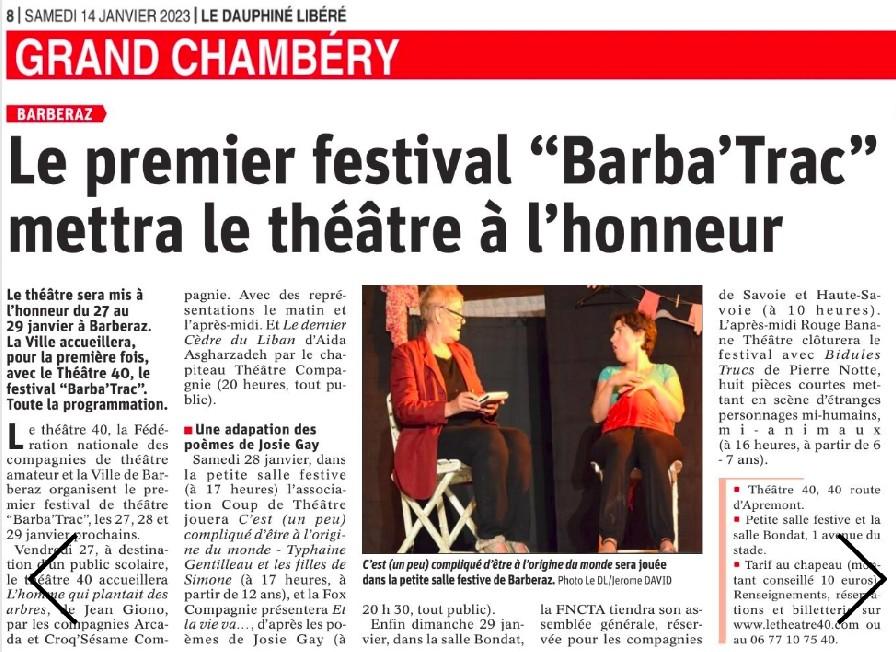 Barba trac article du dauphine